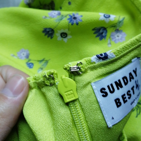 SUNDAY BEST Tatiana Skirt Pear Green Purple Taupe Floral Mini Size 4 Aritzia - Picture 11 of 15